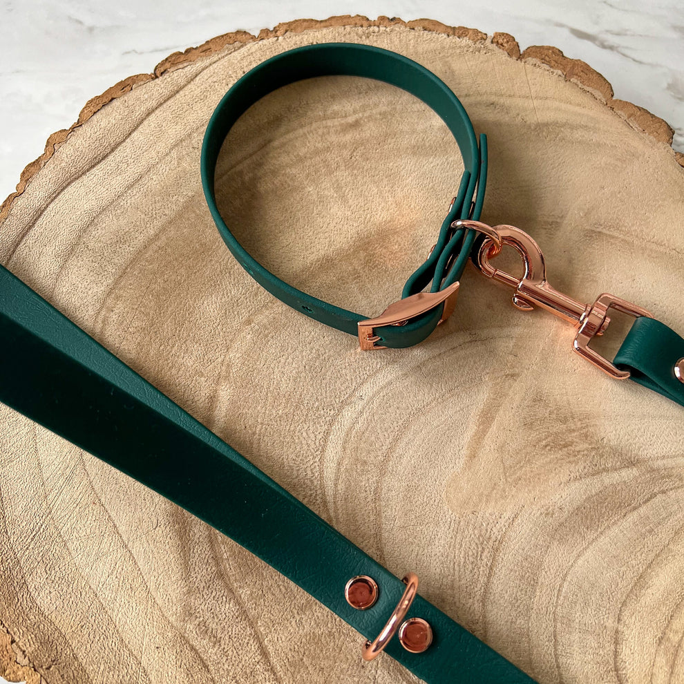 Waterproof Dog Collar + Dog Lead Bundle (Emerald) – by Furry Tails