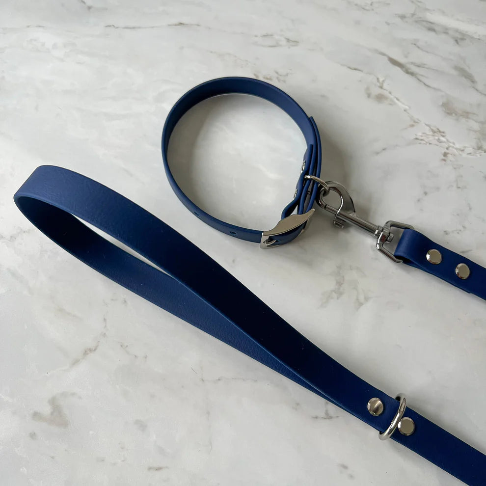 Waterproof Dog Collar + Dog Lead Bundle (Navy) – by Furry Tails
