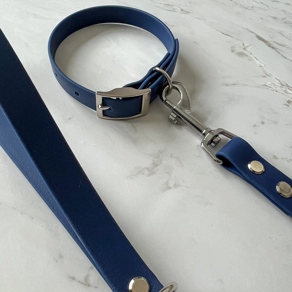 Waterproof Dog Collar + Dog Lead Bundle (Navy) – by Furry Tails