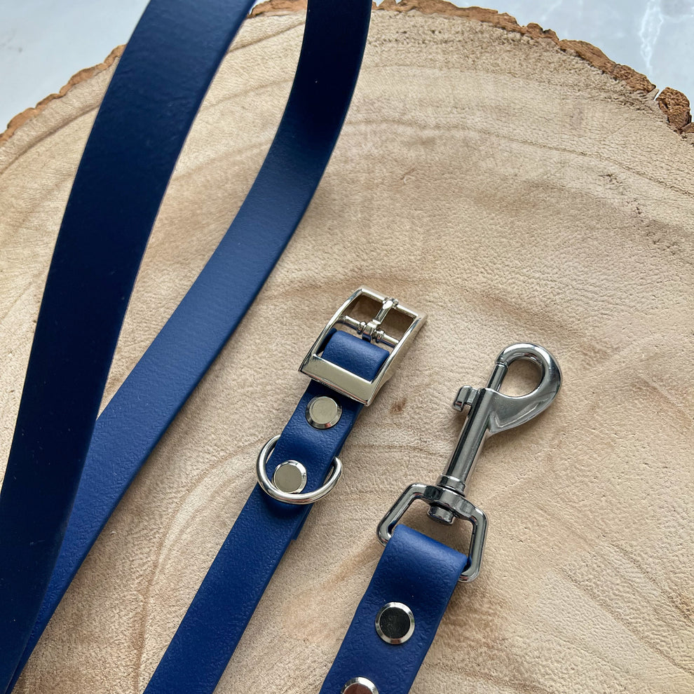 Waterproof Dog Collar + Dog Lead Bundle (Navy) – by Furry Tails