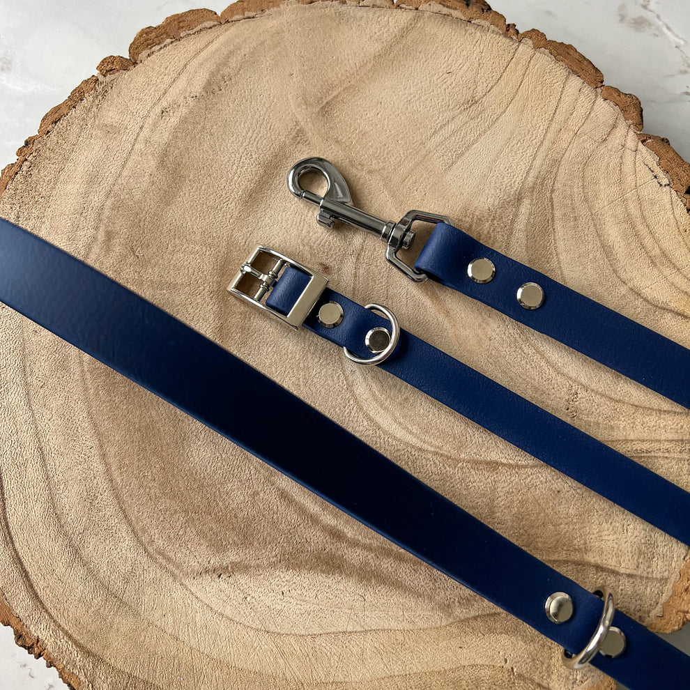 Waterproof Dog Collar + Dog Lead Bundle (Navy) – by Furry Tails